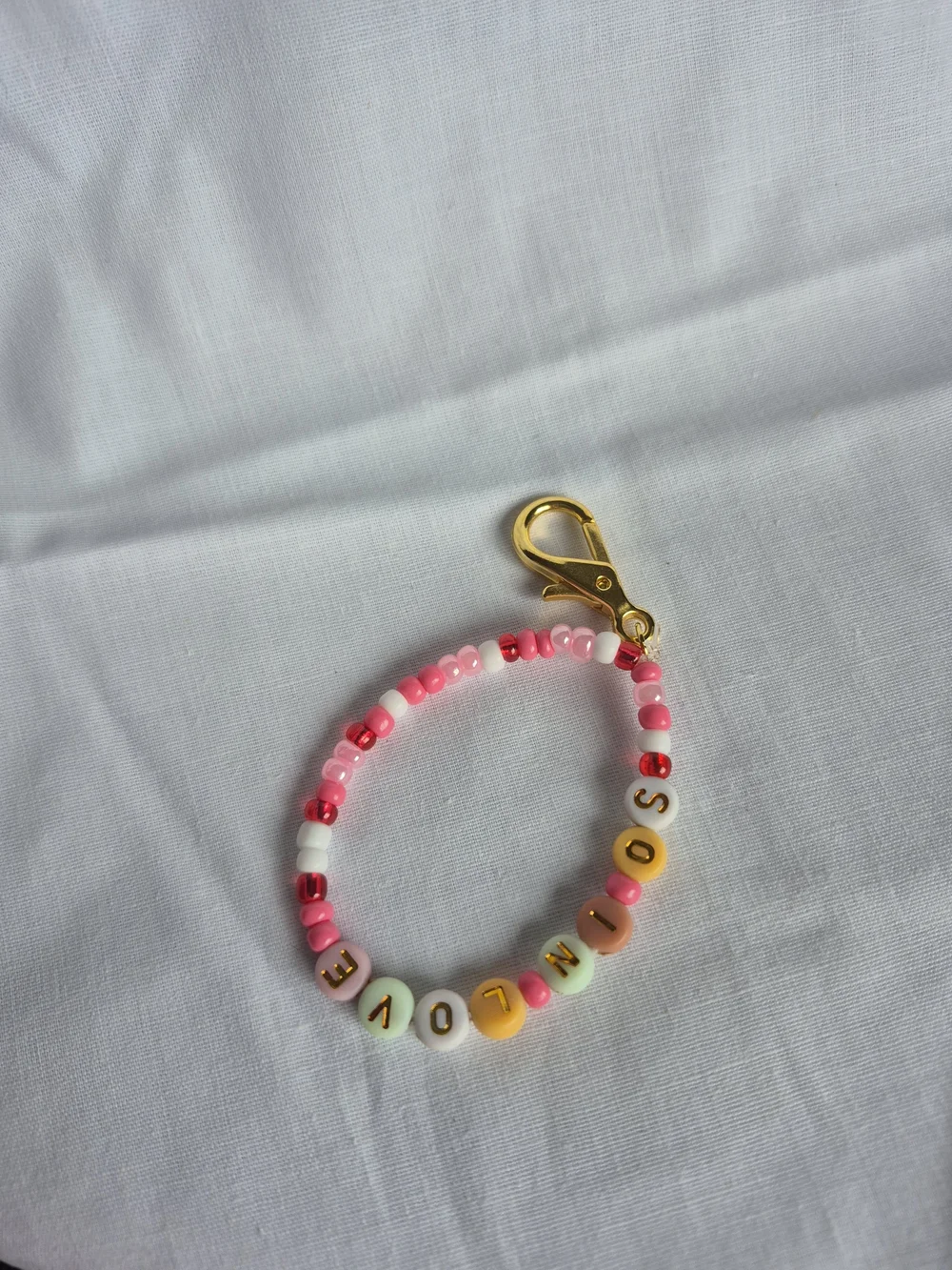 Personalized Multicolor Beaded Keychain and Bracelet Set